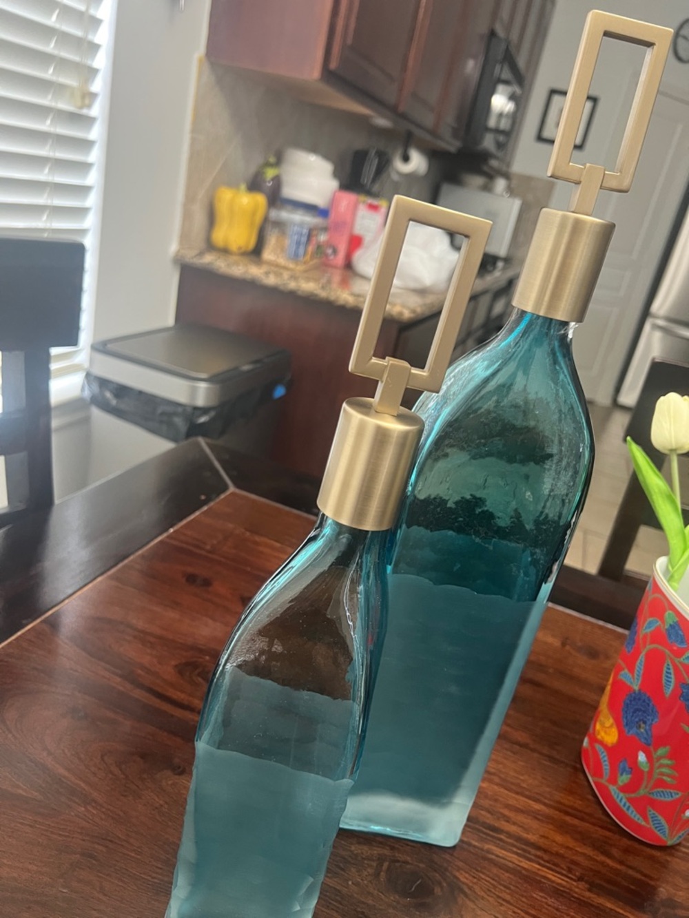The Uttermost Annabella Teal Blue Textured (2 piece set) Glass Bottles Accents - Picture 5 of 10